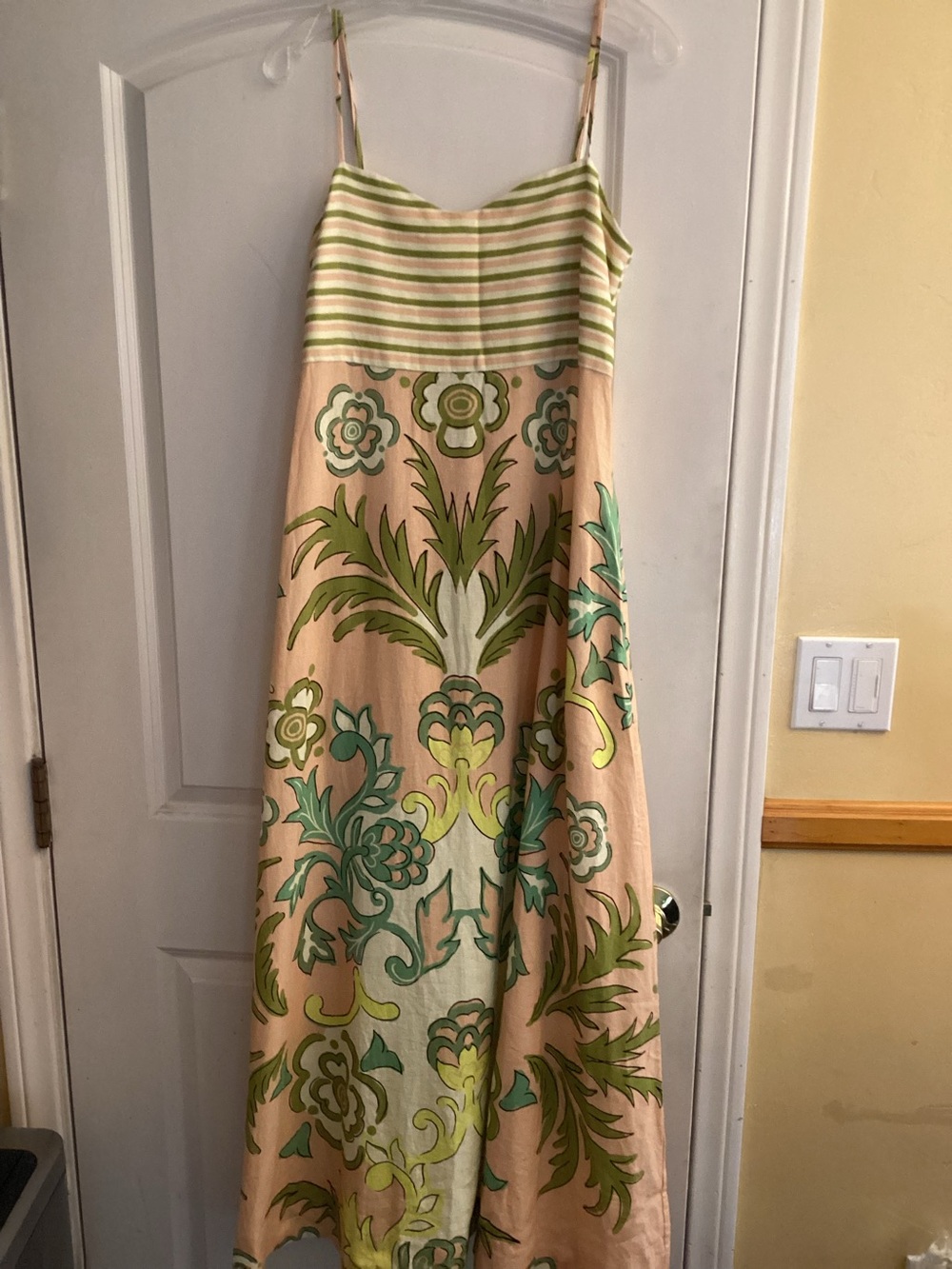 Anthropologie La Maise Studio Lucia Linen Maxi Dress NWT Size L - Peach